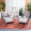 SAFAVIEH Outdoor Collection Narda Natural Grey/Grey Cushion 5-Piece Patio Chaise Lounge Set (PAT9018B-2BX)(Grey / Grey)