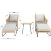 SAFAVIEH Outdoor Collection Narda Natural Grey/Grey Cushion 5-Piece Patio Chaise Lounge Set (PAT9018B-2BX)(Natural / Grey)