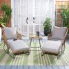 SAFAVIEH Outdoor Collection Narda Natural Grey/Grey Cushion 5-Piece Patio Chaise Lounge Set (PAT9018B-2BX)(Natural / Grey)