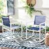 SAFAVIEH Outdoor Collection Neval Navy and White Stackable Chair (Set of 2)