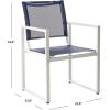 SAFAVIEH Outdoor Collection Neval Navy and White Stackable Chair (Set of 2)
