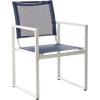 SAFAVIEH Outdoor Collection Neval Navy and White Stackable Chair (Set of 2)