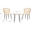 SAFAVIEH Outdoor Collection Prenza Natural Rattan/Beige Cushion 3-Piece Patio Lounge Bistro Set with Table (PAT9013A)(Natural / Beige)