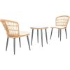 SAFAVIEH Outdoor Collection Prenza Natural Rattan/Beige Cushion 3-Piece Patio Lounge Bistro Set with Table (PAT9013A)(Natural / Beige)
