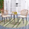 SAFAVIEH Outdoor Collection Prenza Natural Rattan/Beige Cushion 3-Piece Patio Lounge Bistro Set with Table (PAT9013A)(Natural / Beige)