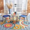 SAFAVIEH Outdoor Collection Prenza Natural Rattan/Beige Cushion 3-Piece Patio Lounge Bistro Set with Table (PAT9013A)(Natural / Navy)