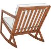 SAFAVIEH Outdoor Collection Vernon Natural/Beige Cushion with Black Piping Rocking Chair(Natural/Beige)