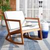 SAFAVIEH Outdoor Collection Vernon Natural/Beige Cushion with Black Piping Rocking Chair(Natural/Beige)