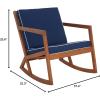 SAFAVIEH Outdoor Collection Vernon Natural/Beige Cushion with Black Piping Rocking Chair(Natural/Navy)