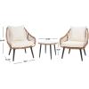 SAFAVIEH Outdoor Collection Warlen Natural Rattan/Beige Cushion 3-Piece Patio Lounge Bistro Set (PAT9016A)