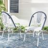 SAFAVIEH Outdoor Collection Zoya Navy and White Stackable Chair (Set of 2)