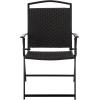 SAFAVIEH Outdoor Patio Furniture Collection – Dory Rattan Weave Folding Chair (PAT6902)(Black/Black)