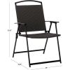SAFAVIEH Outdoor Patio Furniture Collection – Dory Rattan Weave Folding Chair (PAT6902)(Black/Grey)