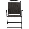 SAFAVIEH Outdoor Patio Furniture Collection – Dory Rattan Weave Folding Chair (PAT6902)(Black/Grey)