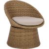 SAFAVIEH Outdoor Patio Furniture Collection – Drew Rattan Swivel Barrel Chair with Cushion (PAT7543)(Natural/Taupe)
