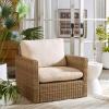 SAFAVIEH Outdoor Patio Furniture Collection – Emma Rattan & Cushion Armchair, Modern Outdoor Lounge Seating (PAT7563)(Natural/Taupe)
