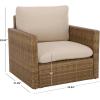 SAFAVIEH Outdoor Patio Furniture Collection – Emma Rattan & Cushion Armchair, Modern Outdoor Lounge Seating (PAT7563)(Natural/Taupe)