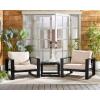 SAFAVIEH Outdoor Patio Furniture Collection – Fash Black & Taupe Cushion 3-Piece Living Set, Modern Outdoor Chairs & Slatted Square Table (PAT7552A)(Black/Taupe)