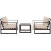 SAFAVIEH Outdoor Patio Furniture Collection – Fash Black & Taupe Cushion 3-Piece Living Set, Modern Outdoor Chairs & Slatted Square Table (PAT7552A)(Brown/Taupe)