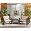 SAFAVIEH Outdoor Patio Furniture Collection – Fash Black & Taupe Cushion 3-Piece Living Set, Modern Outdoor Chairs & Slatted Square Table (PAT7552A)(Brown/Taupe)