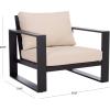 SAFAVIEH Outdoor Patio Furniture Collection – Fash Cushion Aluminum Chair, Modern Outdoor Armchairs with Cushions (PAT7553)(Black/Taupe)