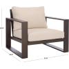 SAFAVIEH Outdoor Patio Furniture Collection – Fash Cushion Aluminum Chair, Modern Outdoor Armchairs with Cushions (PAT7553)(Brown/Taupe)