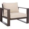 SAFAVIEH Outdoor Patio Furniture Collection – Fash Cushion Aluminum Chair, Modern Outdoor Armchairs with Cushions (PAT7553)(Brown/Taupe)