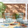 SAFAVIEH PAT3001A-SET2 Outdoor Clifton Matte White Spindle Back(Blue)