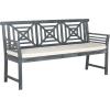 SAFAVIEH PAT6737A Outdoor Collection Del Mar 3 Seat Bench(Ash Grey / Beige)