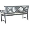 SAFAVIEH PAT6737A Outdoor Collection Del Mar 3 Seat Bench(Ash Grey / Beige)