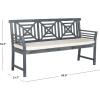 SAFAVIEH PAT6737A Outdoor Collection Del Mar 3 Seat Bench(Ash Grey / Beige)