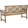 SAFAVIEH PAT6737A Outdoor Collection Del Mar 3 Seat Bench(Natural / Beige)