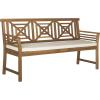SAFAVIEH PAT6737A Outdoor Collection Del Mar 3 Seat Bench(Natural / Beige)