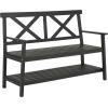 SAFAVIEH PAT6744A Collection Mayer Black 49.21″ Outdoor Bench(Dark Slate Gray)