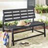 SAFAVIEH PAT6753A Collection Ruben Teak Balcony Bench and Table Outdoor Set(Dark Slate Gray)