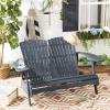 SAFAVIEH Patio Collection Hampton Adirondack Acacia Wood Bench(Dark Slate Gray)