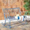 Safavieh PAT5021A Outdoor Collection Ressi Pearl White Rock Bench(Mossy Blue)