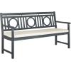 Safavieh PAT6736A Outdoor Collection Montclair 3 Seat Bench(Ash Grey / Beige)