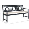 Safavieh PAT6736A Outdoor Collection Montclair 3 Seat Bench(Dark Slate Gray / Beige)