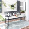 Safavieh PAT6736A Outdoor Collection Montclair 3 Seat Bench(Dark Slate Gray / Beige)