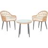 SAFAVIEH Outdoor Collection Berlen Natural Rattan/Navy Cushion 3-Piece Patio Lounge Bistro Set with Table (PAT9012B)(Natural / Beige)
