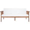 SAFAVIEH Outdoor Collection Finnick Natural Acacia Wood/Beige Cushion Bench(Natural/Beige)