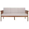 SAFAVIEH Outdoor Collection Finnick Natural Acacia Wood/Beige Cushion Bench(Natural/Light Grey)