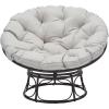 SAFAVIEH Outdoor Collection Kiraya Brown/Grey Tufted Cushion Round Papasan Chair