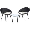 SAFAVIEH Outdoor Collection Merami Black Rattan/Beige Cushion 3-Piece Patio Lounge Bistro Set (PAT9017A)