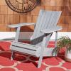 SAFAVIEH Outdoor Collection Merlin Ash Grey Adirondack Chair with Retractable Footrest(Ash Grey)