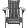 SAFAVIEH Outdoor Collection Merlin Ash Grey Adirondack Chair with Retractable Footrest(Dark Slate Gray)