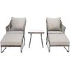 SAFAVIEH Outdoor Collection Narda Natural Grey/Grey Cushion 5-Piece Patio Chaise Lounge Set (PAT9018B-2BX)(Grey / Grey)