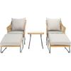 SAFAVIEH Outdoor Collection Narda Natural Grey/Grey Cushion 5-Piece Patio Chaise Lounge Set (PAT9018B-2BX)(Natural / Grey)