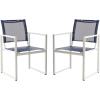 SAFAVIEH Outdoor Collection Neval Navy and White Stackable Chair (Set of 2)